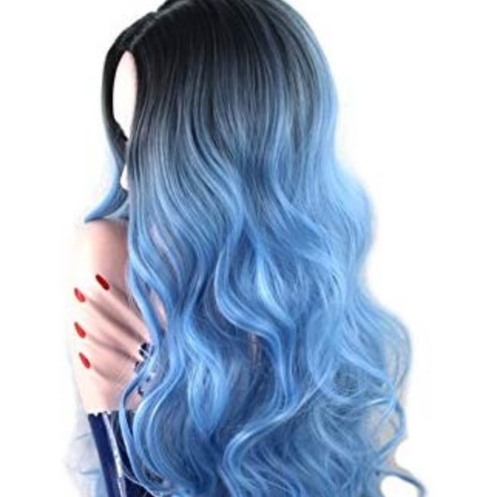 ✨ROYALLE 24” BLUE Cosplay Synthetic CURL Wig *NWT* - Picture 3 of 7